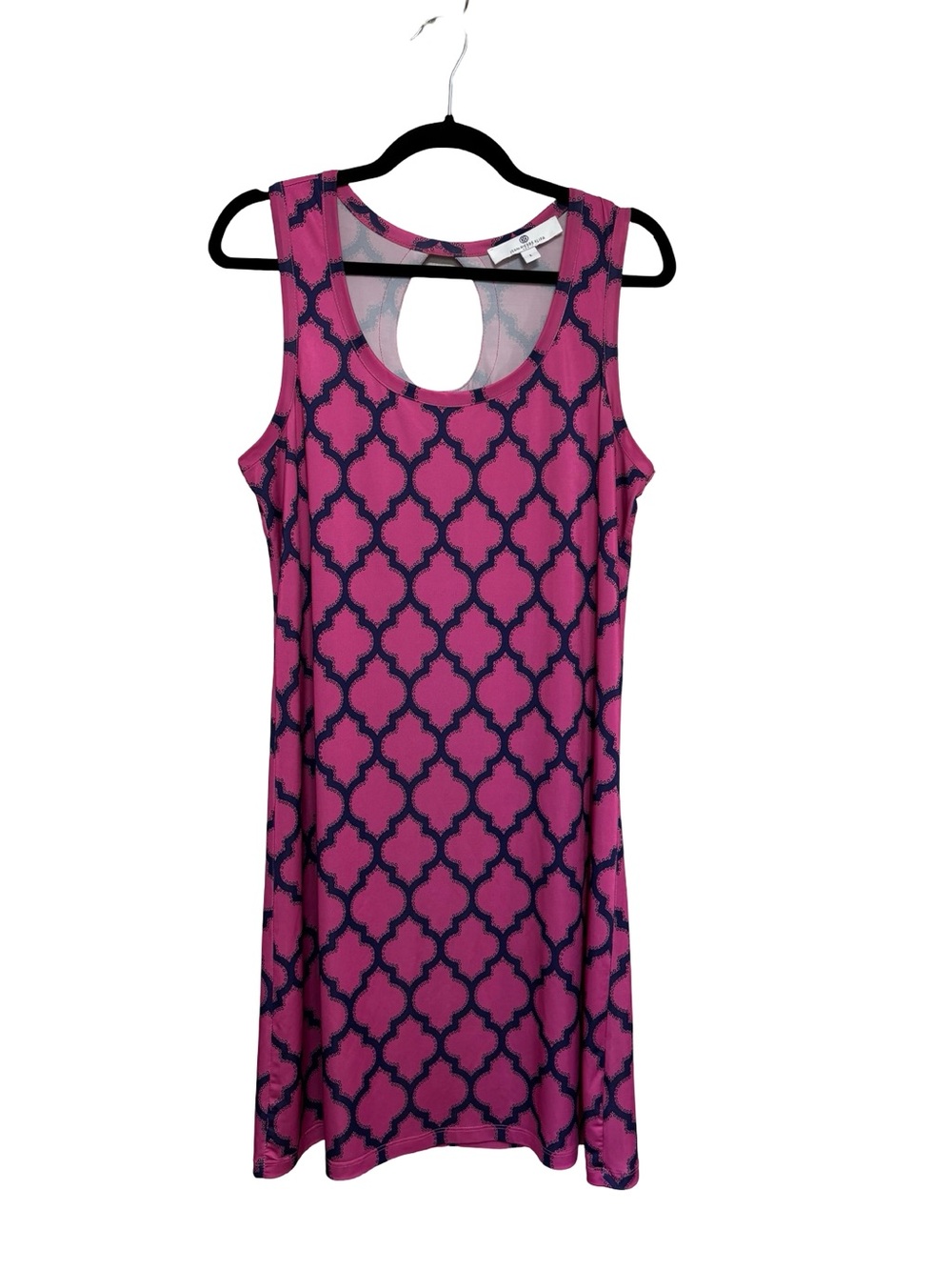 Jean-Pierre Klifa Tank Shift Dress in Pink and Navy Print - Size L
